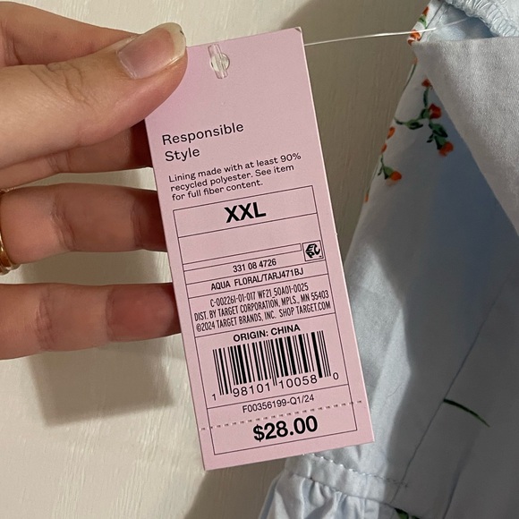 Wild Fable Women’s Button Front Tiered Romper - Light Aqua with Florals - Picture 6 of 11